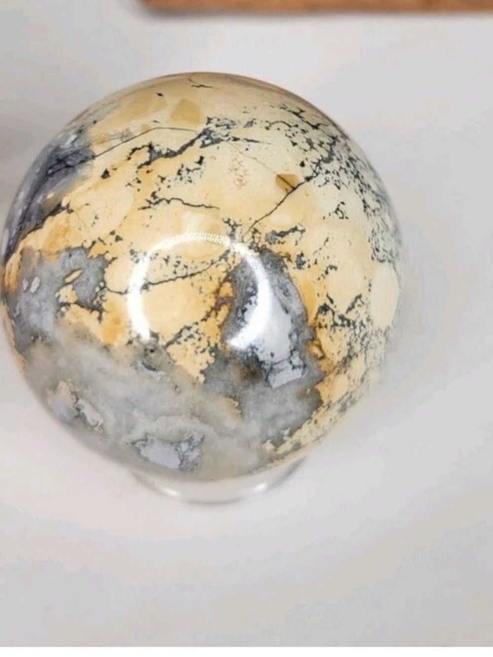 Polished Jasper Yellow and Gray Decorative Sphere